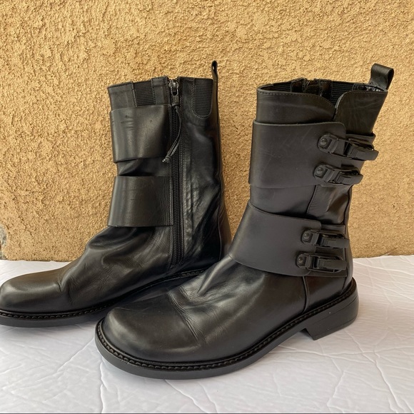 Donald J Pliner Double Buckle/ Hardware Combat Rock Moto  Boots - Picture 4 of 10